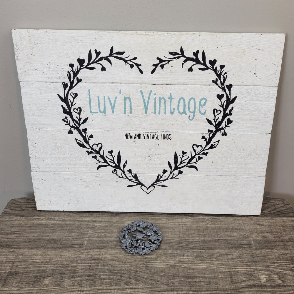 Silver Metal Strawberries Leaves 3"‎ Coaster Drink Home Decor Cottagecore